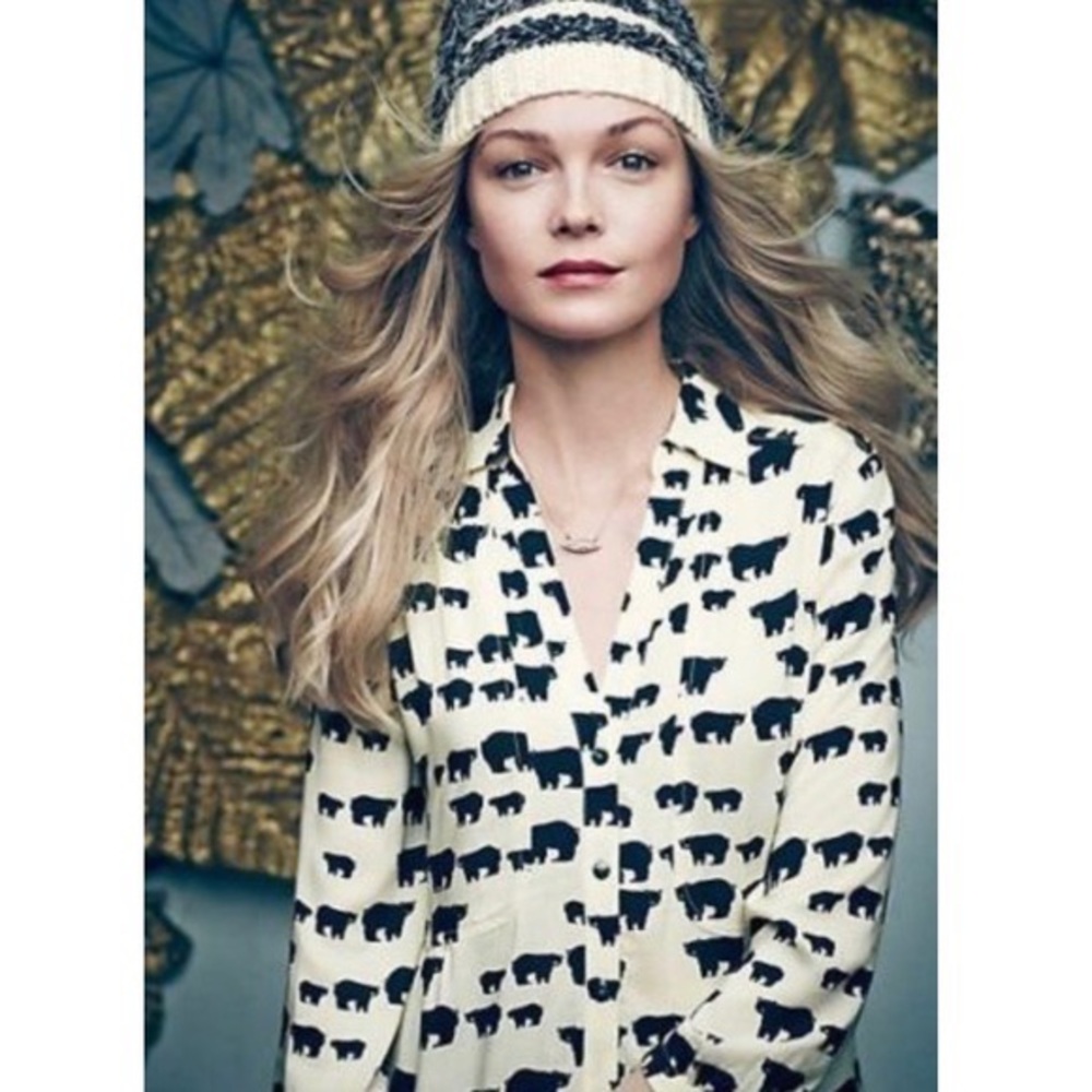 Anthropologie Maeve : Woodland Walk bear print top